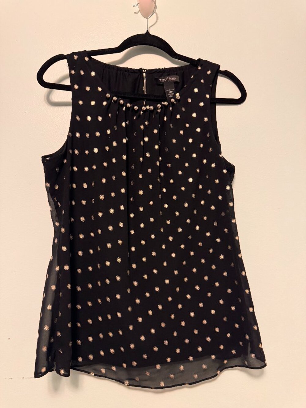 White House Black Market Metallic Polka Dot Shell Top - Small - JK0488